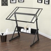 Studio Designs StudioDesigns 13346 Solano Adjustable Drafting Table - Charcoal & Clear Glass 13346